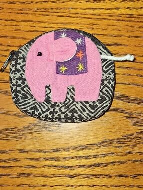 Pink Elephant Appliqué Coin Pouch
